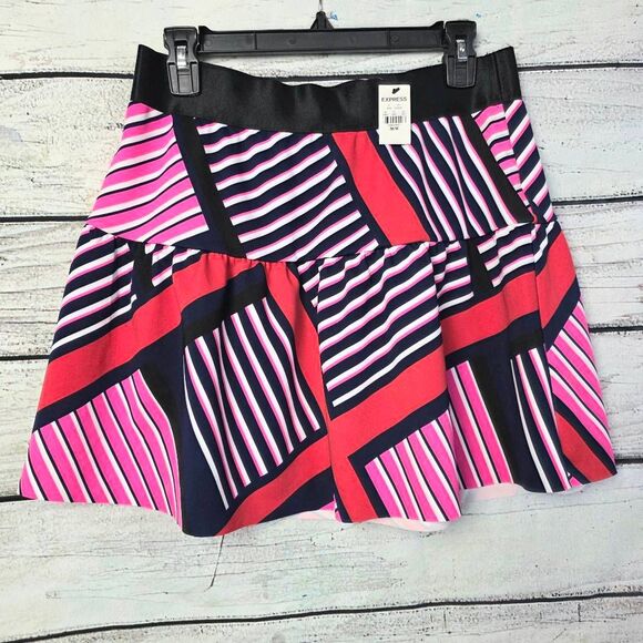 Express Multicolor Stripe Flare Skirt M NWT - Picture 1 of 5
